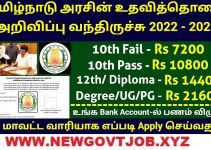 Tamilnadu Government Free Stipend 2022 | 10th to Any Degree | Apply now